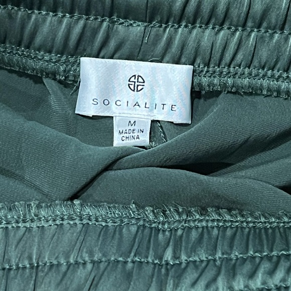 Socialite Dark Emerald Green Silky Joggers Medium - Picture 4 of 4